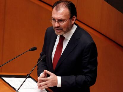 El Canciller Luis Videgaray durante su intervención el martes en el Senado