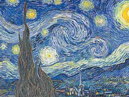 Óleo de Vincent van Gogh <i>La noche estrellada,</i> en el Museo de Arte Moderno de Nueva York.