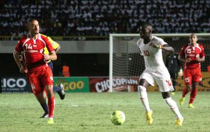 Un instante del T&uacute;nez-Senegal clasificatorio para la Copa de &Aacute;frica de esta ma&ntilde;ana.