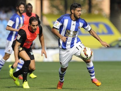 Vela, en el partido de la pasada jornada en Anoeta.