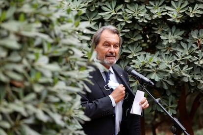 El expresidente de la Generalitat Artur Mas durante una rueda de prensa, este martes.