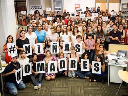 Protesta en la redacción de La Nación.