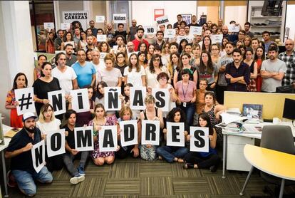 Protesta en la redacción de La Nación.