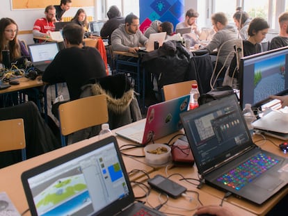 Instante de la Global Game Jam de 2020, la última presencial, en Granada