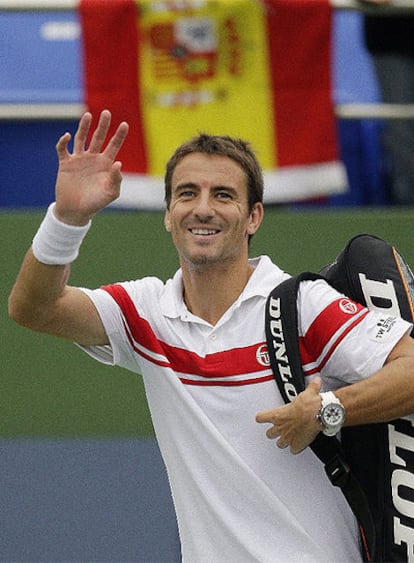 El tenista catalán celebra su pasada victoria ante Llodra, vencido en el duelo anterior a Mayer