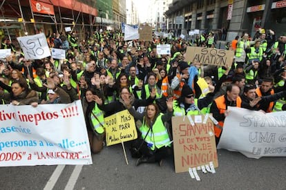 Protestes dels treballadors de Spanair el 2012.