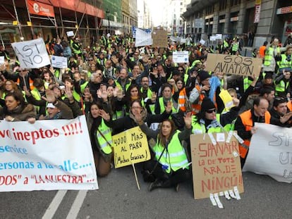Protestes dels treballadors de Spanair el 2012.