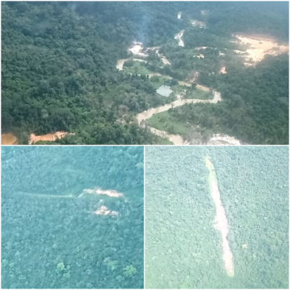 Os garimpos mais próximos aos Moxihatëtëma incluem pista de pouso clandestina e devastação da floresta.