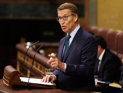 El líder del PP, Alberto Núñez Feijóo, en el Congreso de los Diputados, el 29 de septiembre.