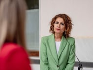 La secretaria general del PSOE-A y candidata a la Presidencia de la Junta de Andalucía, María Jesús Montero, este miércoles en el Parlamento andaluz.
