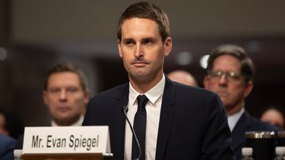 Evan Spiegel, fundador y consejero delegado de Snap, el pasado 31 de enero en una comparecencia ante el Senado de EE UU.