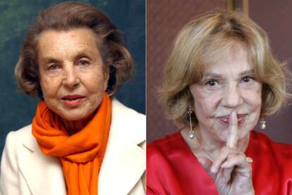 Liliane Bettencourt, a la izquierda, será interpretada en el cine por Jeanne Moreau, a la derecha.