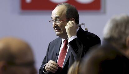 El líder socialista Miquel Iceta, tras comparecer para valorar los resultados del 21-D.