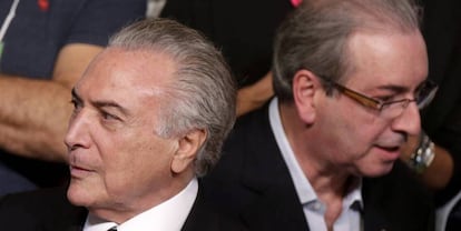 Michel Temer (left) and Eduardo Cunha in March.