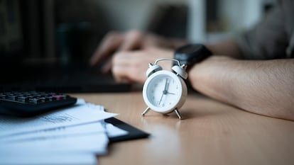 Close-up overworked businessman