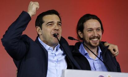 Tsipras, junto a Pablo Iglesias esta semana en Atenas.