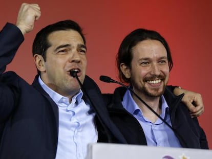 Tsipras e Pablo Iglesias nesta semana em Atenas.