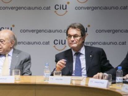 Duran, Pujol y Mas, durante la reuni&oacute;n del comit&eacute; ejecutivo de CiU.