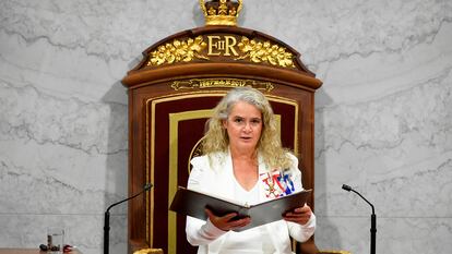 Julie Payette ofrece un discurso, en septiembre de 2020.