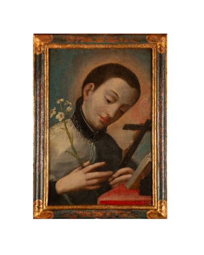 Retrato de san Luis Gonzaga pintado por Juan Pedro López en el siglo XVIII, donado por Patricia Phelps de Cisneros al museo Blantonal museo Blanton (Austin, EE UU).