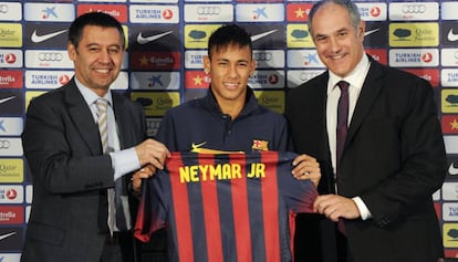 Presentació de Neymar com a jugador del Barça, el 2013.