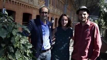 Los candidatos de Primavera Europea. De izquierda a derecha, Jordi Sebasti&agrave;, &Aacute;ngela Labordeta y Florent Marcellesi.