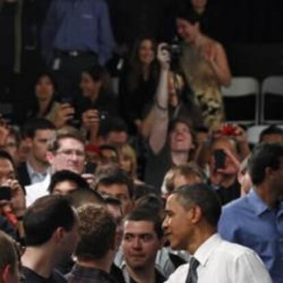 El presidente de Estados Unidos, Barack Obama, durante su visita a la sede de Facebook, ubicada en Palo Alto (California).