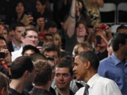 El presidente de Estados Unidos, Barack Obama, durante su visita a la sede de Facebook, ubicada en Palo Alto (California).