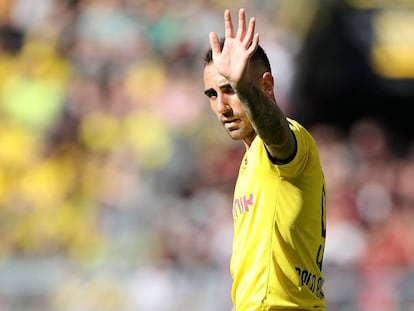 Alcácer, durante el Borussia-Bayer Leverkusen.