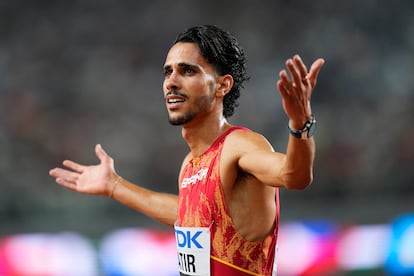 Mohamed Katir, tras ganar la plata en la final de 5000m en los Mundiales de Budapest.