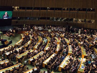 Reunión de Naciones Unidas para la firma del Acuerdo de París.