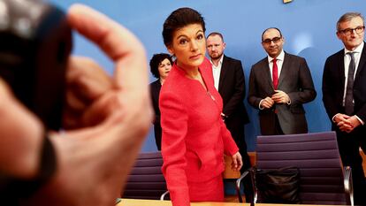 Sahra Wagenknecht en la rueda de prensa inaugural de partido de izquierda alternativa, el 8 de enero en Berlín.