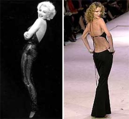 Marilyn Monroe, <b></b><i>chica</i> <b></b><i>Playboy</i> de 1953 (a la izquierda), y la modelo Eva Herzigova.