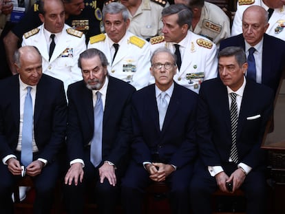 Ricardo Lorenzetti, Juan Carlos Maqueda, Carlos Rosenkrantz y Horacio Rosatti durante la ceremonia de toma de protesta de Javier Milei