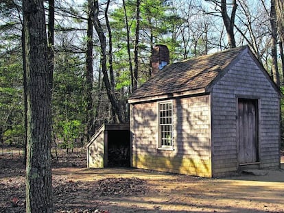 Recreación de la cabaña de Thoreau en el lago Walden.