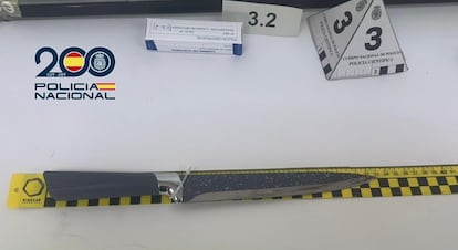 Cuchillo usado presuntamente en el homicidio de un hombre en Elche.