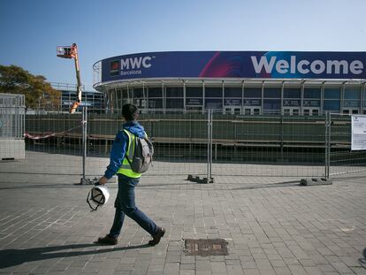 Recinto de la Fira de Barcelona tras el anuncio de cancelacion del Mobile World Congress (MWC).