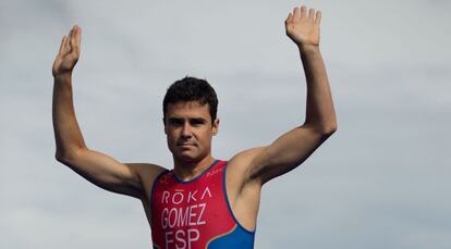 Javier Gomez Noya durante una prueba en Estocolmo, Suecia.