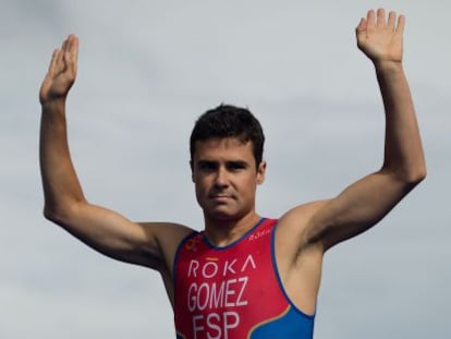 Javier Gomez Noya durante una prueba en Estocolmo, Suecia.