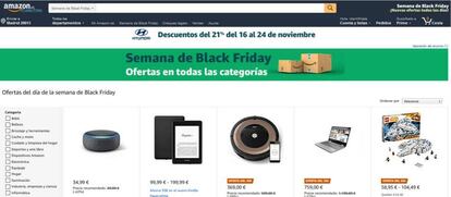 Página en Amazon España con ofertas de la campaña de la Semana del 'Black Friday'.