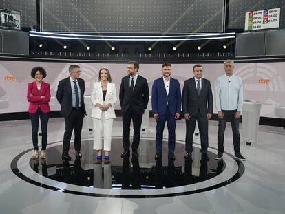 Portavoces participantes en el debate de televisión española.