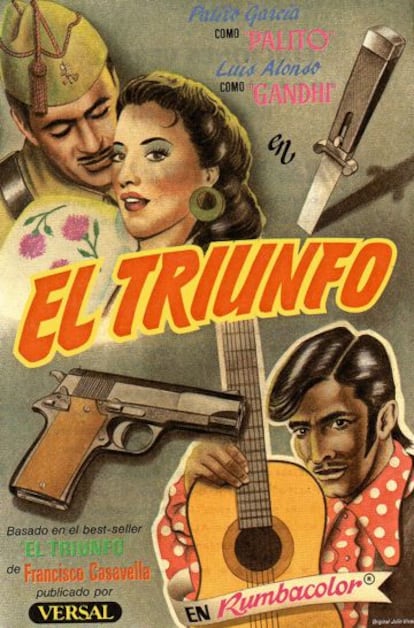 Cartel de promoción de la novela El triunfo, obra de Julio Vives.