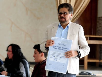 Iván Márquez, de la FARC, en las elecciones legislativas del pasado 11 de marzo.
