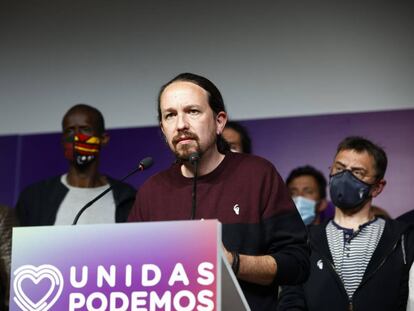 Pablo Iglesias en anunciar la seva retirada de la política després de les eleccions a la Comunitat de Madrid.
 