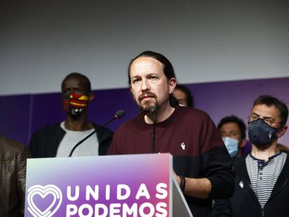 Pablo Iglesias, en su anuncio de retirada de la política después de las elecciones en la Comunidad de Madrid.