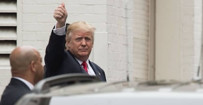 El candidato republicano Donald Trump llega a la sede del comit&eacute; de su partido en el Capitolio, el pasado 12 de mayo.