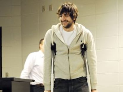 Ricky Rubio llega a la rueda de prensa
