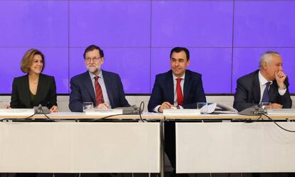 Maria Dolores de Cospedal, Mariano Rajoy, Fernando Martinez Maillo y Javier Arenas.