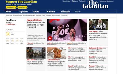 Portada web de The Guardian.