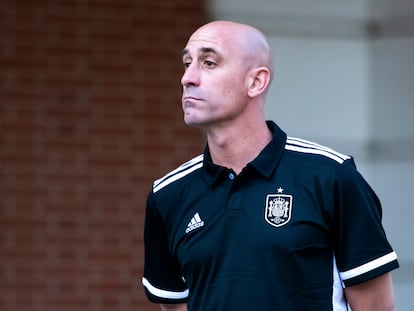 Luís Rubiales, en la recepción en La Moncloa a la selección española femenina, el día 22 de agosto.